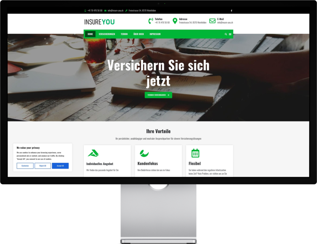Webseite erstellen Kanton Thurgau, für Insure You GmbH